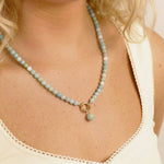 18 Karat Gold PVD Stainless Steel Round Amazonite Charm