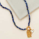18" 18 Karat Gold PVD Stainless Steel Sodalite Inverted Hinge Necklace