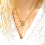 18" + 2" 18 Karat Gold PVD Stainless Steel Carabiner Love Charm Necklace
