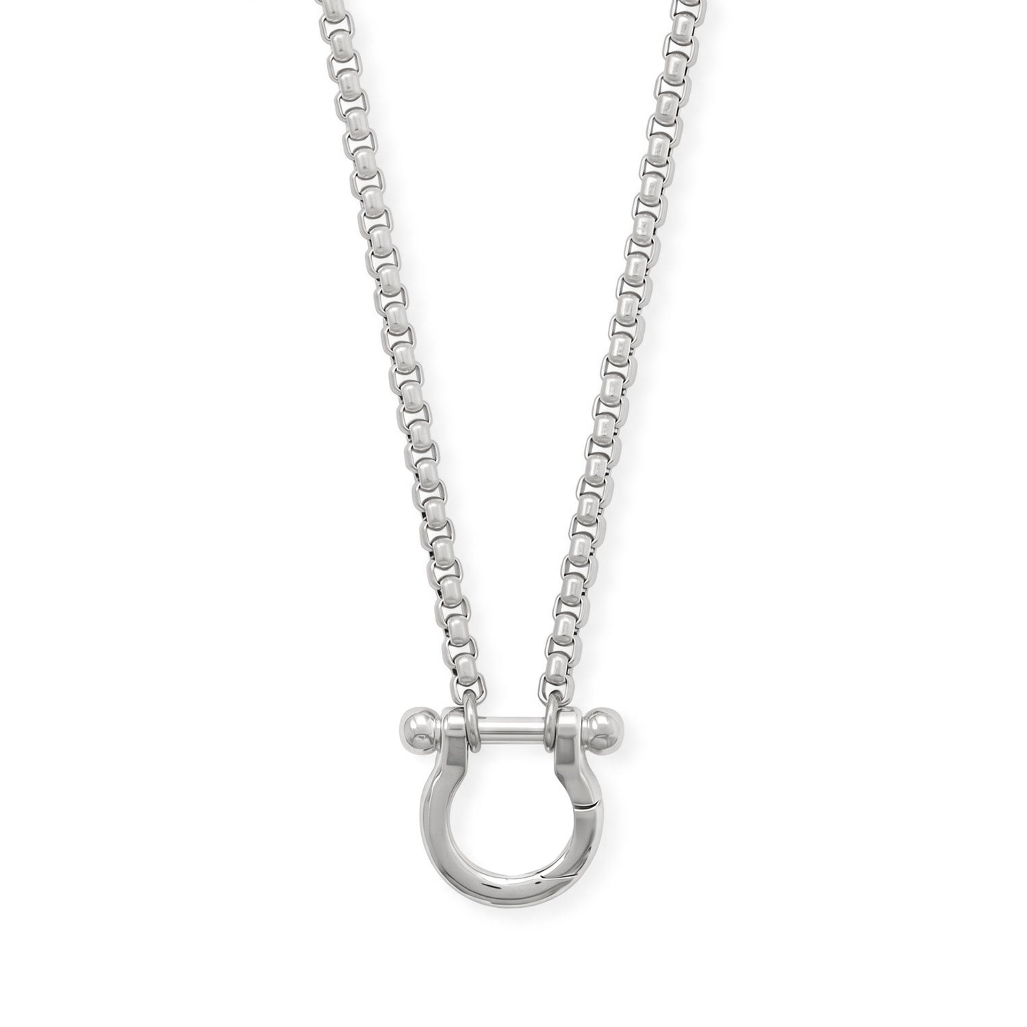 18" + 2" Stainless Steel Horseshoe Carabiner Necklace