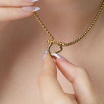 18" + 2" 18 Karat Gold PVD Stainless Steel Horseshoe Carabiner Necklace