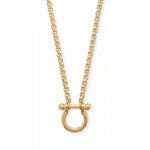 18" + 2" 18 Karat Gold PVD Stainless Steel Horseshoe Carabiner Necklace