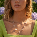 16" + 2" 18 Karat Gold PVD Stainless Steel Quartz Crystal Station Necklace
