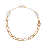 7" 18 Karat Gold PVD Stainless Steel Quartz Crystal Station Bracelet