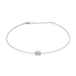 16" + 2" Stainless Steel CZ Wheel Collar Necklace
