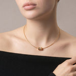 16" + 2" 18 Karat Gold PVD Stainless Steel CZ Wheel Collar Necklace