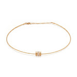 16" + 2" 18 Karat Gold PVD Stainless Steel CZ Wheel Collar Necklace