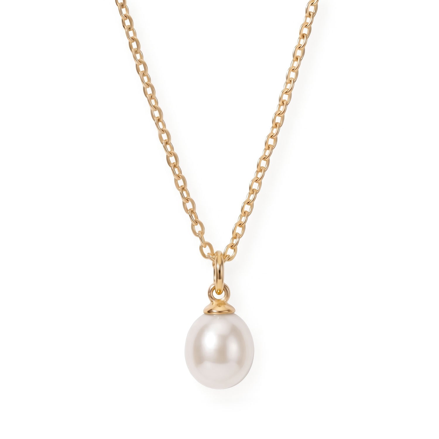 16" 18 Karat Gold PVD Stainless Steel Cultured Freshwater Pearl Drop Necklace
