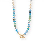 18" Blue Rondell Glass and Dyed Howlite Bead Fashion Toggle Necklace