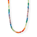 17" Gold Tone Rainbow Glass Bead Fashion Necklace