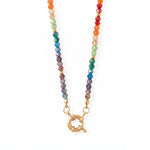 17" Gold Tone Rainbow Glass Bead Fashion Necklace