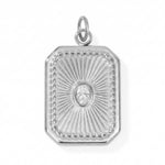 Stainless Steel Crystal Sunburst Rectangular Charm