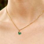 18 Karat Gold PVD Stainless Steel Green Epoxy Heart Charm