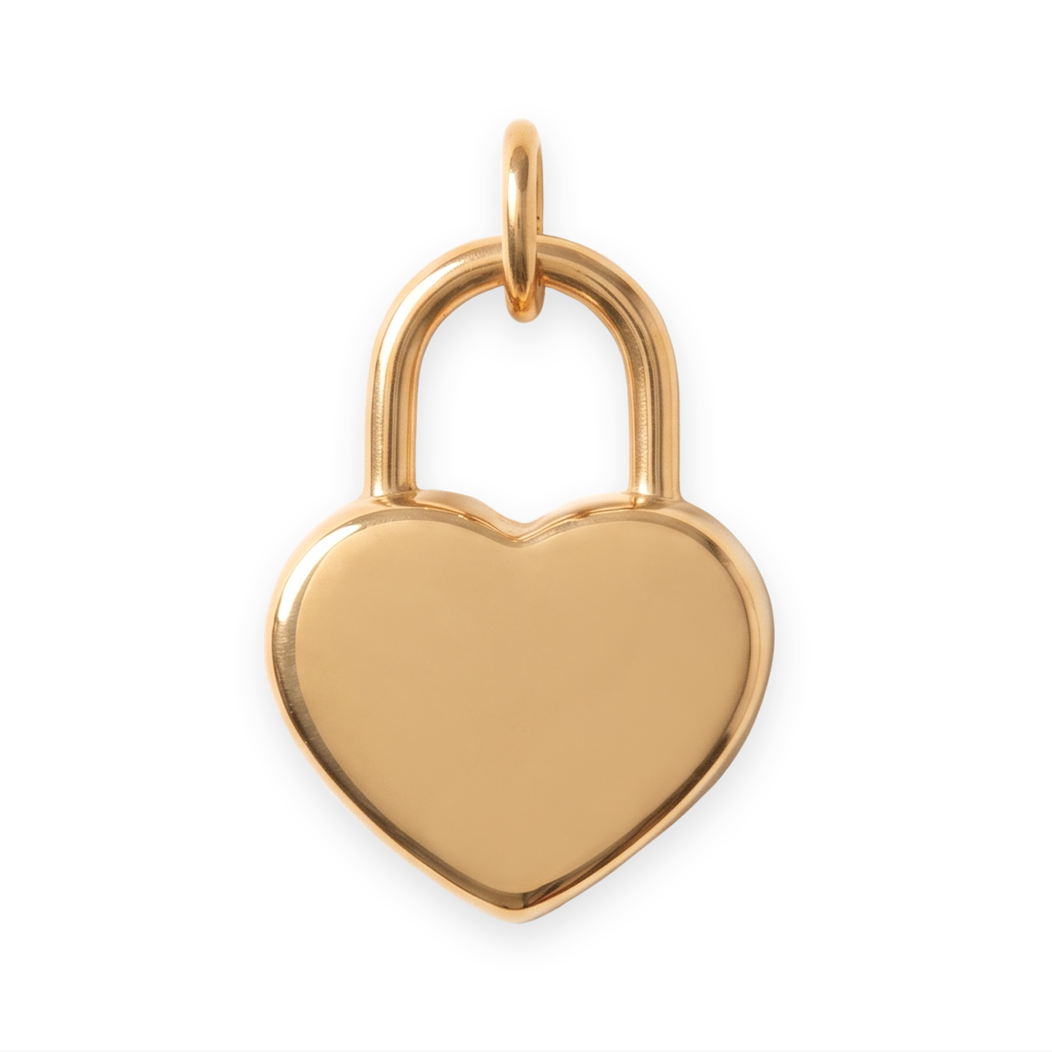 18 Karat Gold PVD Stainless Steel Engravable Heart Lock Charm