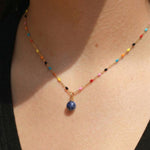 18 Karat Gold PVD Stainless Steel Round Sodalite Charm