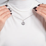 Stainless Steel Crystal Open Hands Medallion Charm
