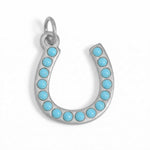 Stainless Steel Synthetic Turquoise Horseshoe Charm