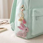 Gold Tone Crystal Hoppy Bunny Bag Charm