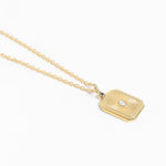 18 Karat Gold PVD Stainless Steel Crystal Sunburst Rectangular Charm