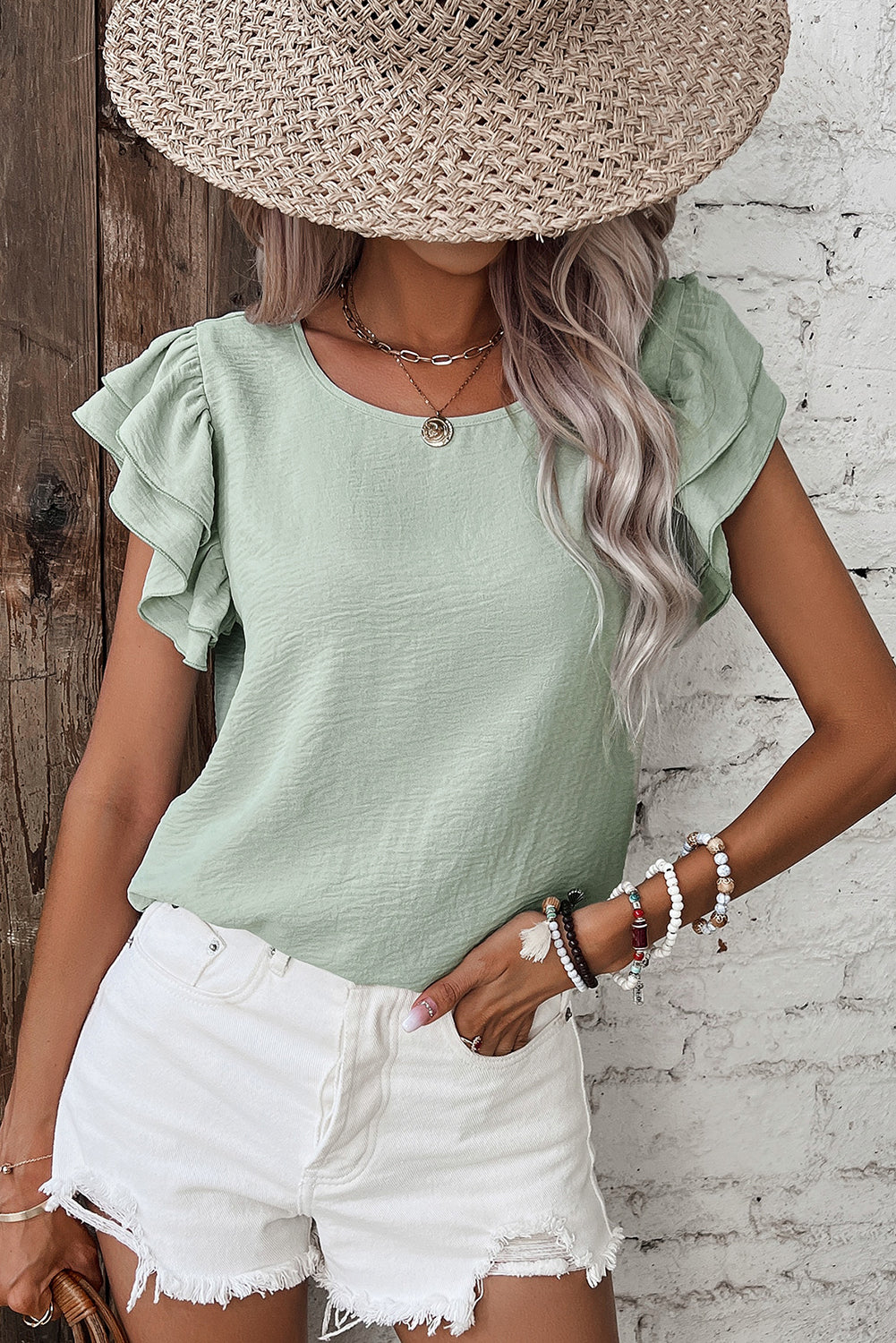 Seaside Ruffle Sleeve Blouse
