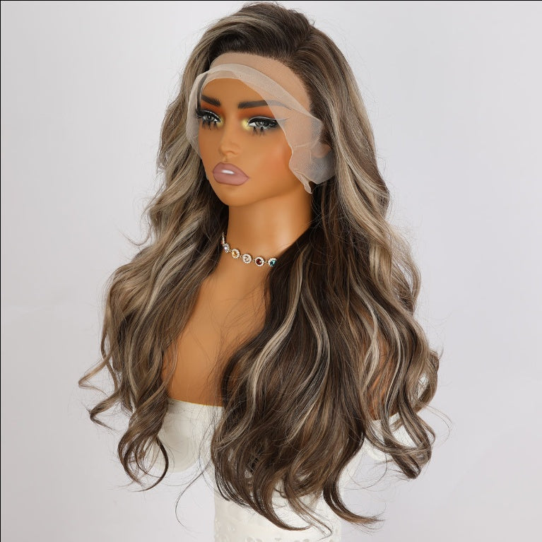 Beautiful Brown Highlighted Glueless Synthetic Lace Wigs