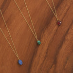 16" 14 Karat Gold Birthstone Necklace (January-December)