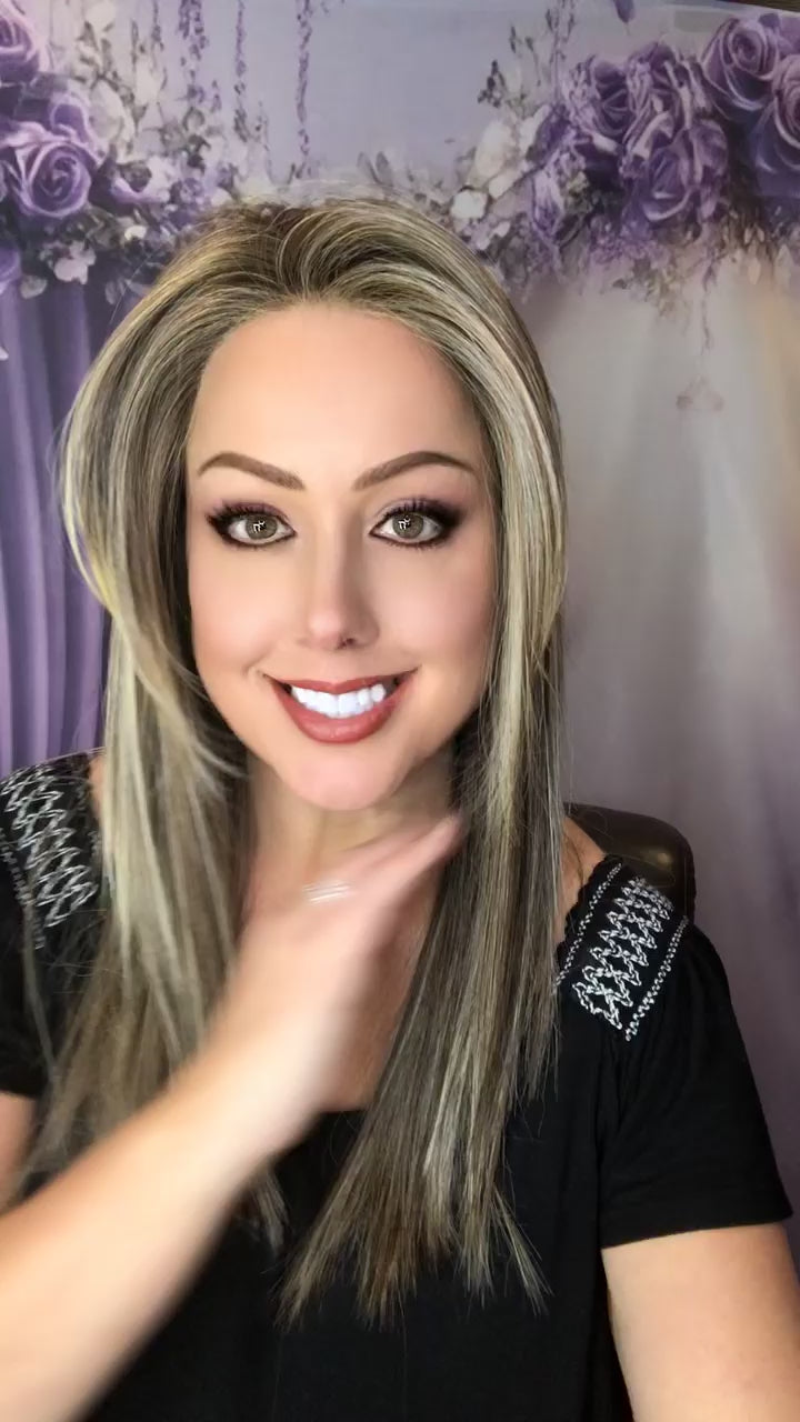 WIG 1002 in color light Brown with Blonde Highlights (OPEN BOX ITEM)