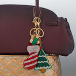 Gold Tone Red Crystal Stocking Bag Charm